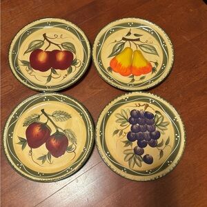 Casa Vero ACK Plates 8” Fruit Tuscany Design Hand Painted Set of 4